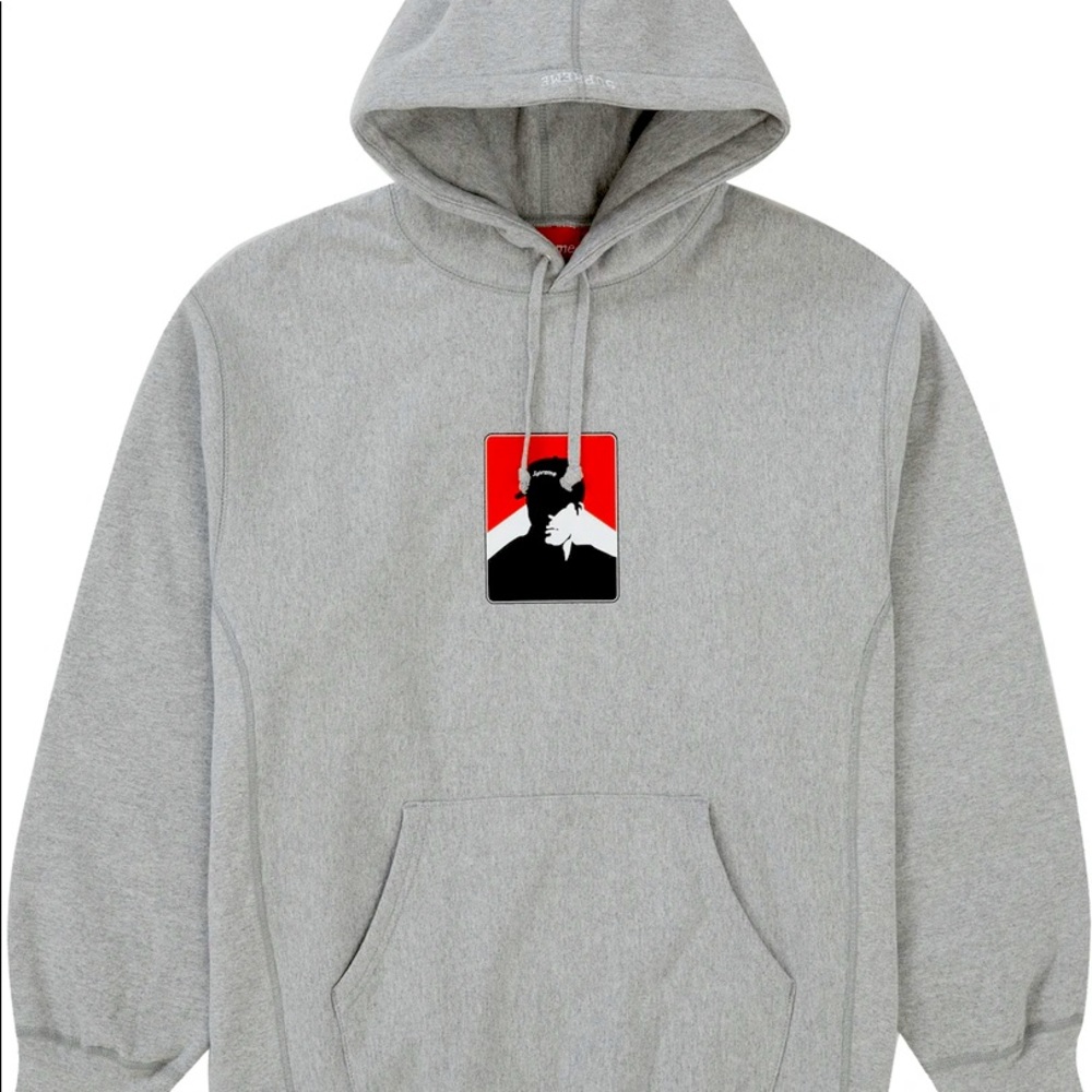 Supreme Portrait Hooded Sweatshirt, Heather Grey